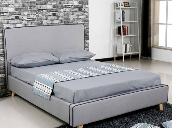Κρεβάτι Morrison Ε8082,1 Ύφασμα Ανοιχτό Γκρι 140x190cm Διπλό Ξύλο,Ύφασμα