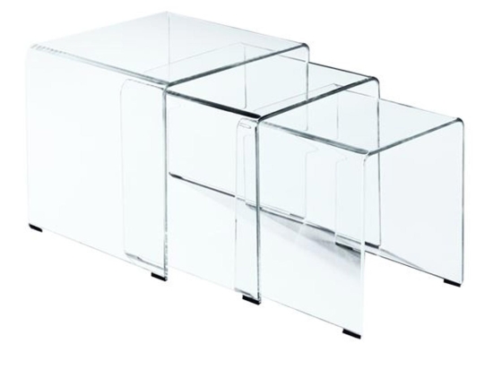 Σετ-3 Τραπεζάκια Glasser Clear ΕΜ725,1 Γυαλί 10mm 42x42x42cm