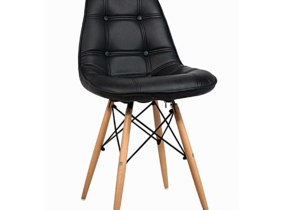 Καρέκλα Amanta Black 10-0082 46X51X82cm Μέταλλο,Τεχνόδερμα,Ξύλο