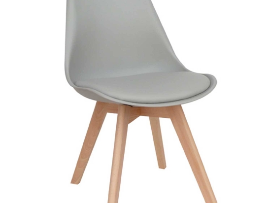 Καρέκλα Logan Plus Grey 10-0016 48Χ58Χ81cm Ξύλο,Τεχνόδερμα