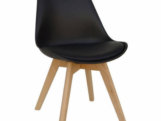 Καρέκλα Logan Plus Black 10-0015 48X58X81cm Ξύλο,Τεχνόδερμα