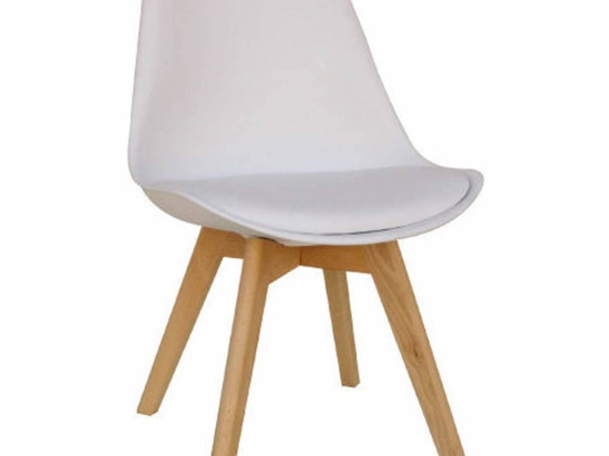 Καρέκλα Logan Plus Λευκή 10-0013 48X58X81cm Ξύλο,Τεχνόδερμα