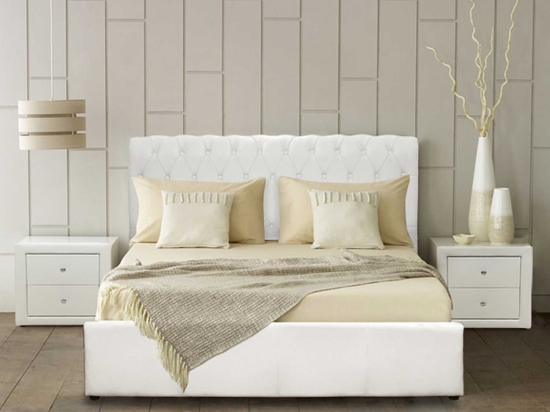 Κρεβάτι Mone Hm321.02 T.Chesterfield Με Αποθηκευτικό Χώρο Λευκό Διπλό Τεχνόδερμα