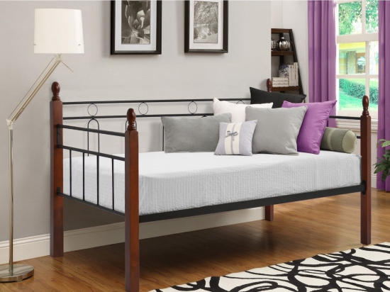 Κρεβάτι Καναπές Mila Hm367  Μαύρο/Dirty Oak 200x92,5x97cm Μονό Μέταλλο,Ξύλο