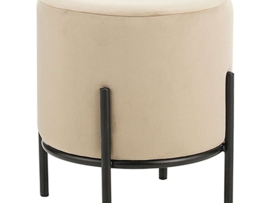 Σκαμπό Bella/R 40.0142 Φ35x38cm Βελούδινο Beige Zita Plus