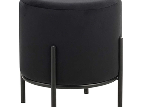 Σκαμπό Bella/R 40.0141 Φ35x38cm Βελούδινο Black Zita Plus
