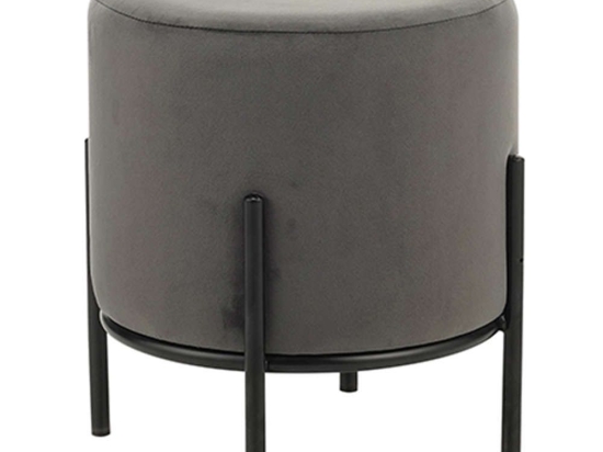 Σκαμπό Bella/R 40.0140 Φ35x38cm Βελούδινο Grey Zita Plus