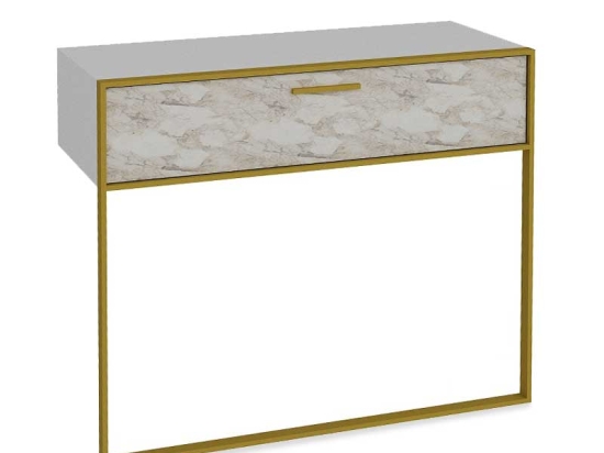 Κονσόλα Marble pakoworld χρώμα λευκό μαρμάρου-χρυσό 90x38,5x77εκ