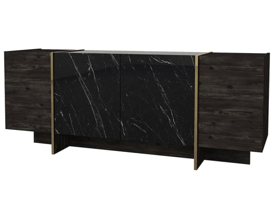 Μπουφές PWF-0455 pakoworld μαύρο-χρυσό 180x46,5x75,5εκ