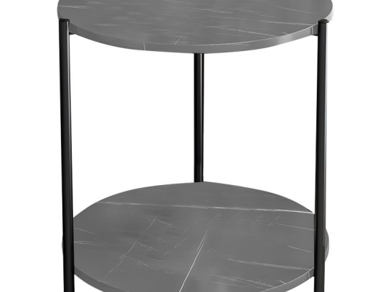 Βοηθητικό τραπέζι Rhythm MDF γκρι μαρμάρου-μαύρο Φ48x60cm