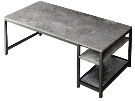 Γραφείο Mount pakoworld με ραφιέρα-MDF γκρι antique-μαύρο 120x60x76εκ