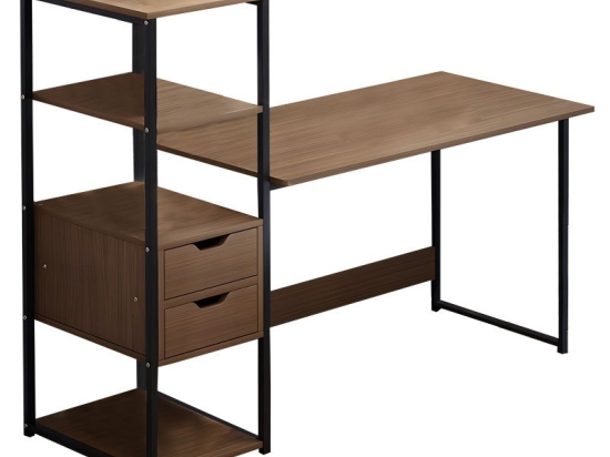 Γραφείο Zayn ΙΙ pakoworld με ραφιέρα-MDF καρυδί-μαύρο 107x40x110εκ