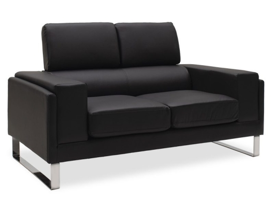 Καναπές Shea pakoworld 2θέσιος pu μαύρο-inox 158x80x87εκ