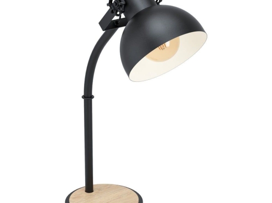 Φωτιστικό Επιτραπέζιο Lubenham 43165 Black-Brown Eglo Μέταλλο,Ξύλο