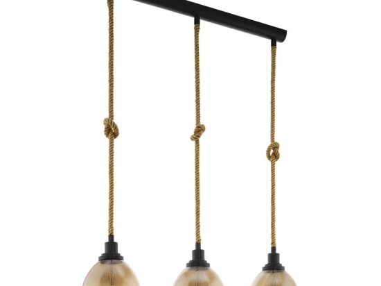 Φωτιστικό Οροφής Ράγα Rampside 43192 Black-Amber Eglo Ατσάλι,Γυαλί