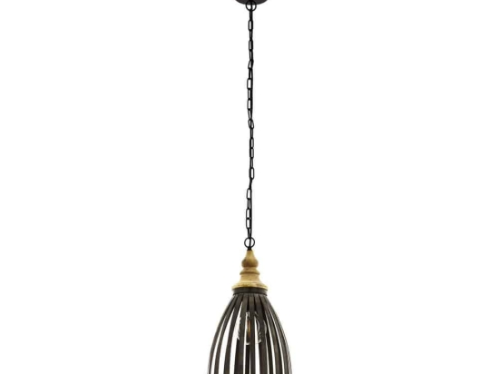 Φωτιστικό Οροφής Κρεμαστό Oldcastle 49786 Black-Brown Eglo Μέταλλο,Ξύλο