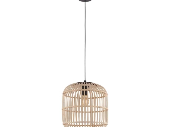 Φωτιστικό Οροφής Κρεμαστό Bordesley 43216 Natural-Black Eglo Μέταλλο,Ξύλο
