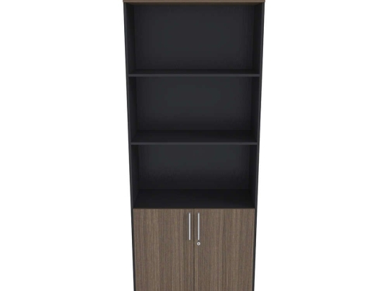 Βιβλιοθήκη 2Πόρτες Block 200 Καρυδί-Black 80x40x200cm 24-0495