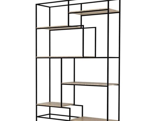 Βιβλιοθήκη Look Black - Sonoma 140x40,4x201,5cm 28-0134 Mdf,Μέταλλο