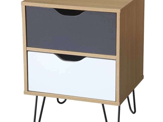 Κομοδίνο Artic Sonoma Grey White 45x39x59,5cm 09-0999 Μελαμίνη,Μέταλλο