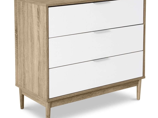 Κομότα 3Συρτάρια Scandi Sonoma-White 80x39,5x77cm 09-0503 Μοριοσανίδα
