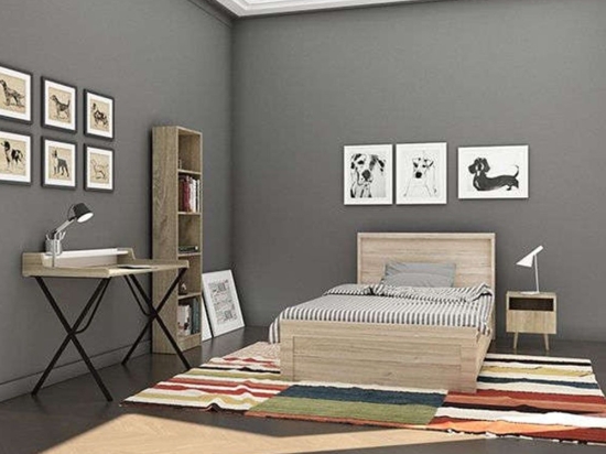 Κρεβάτι Για Στρώμα 90x200cm Amor Eureka Sonoma 209x100x92cm 09-0793 Μονό Μελαμίνη