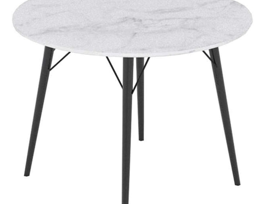 Τραπέζι Ροτόντα Marm Carrara White-Black D100x75cm 02-0329
