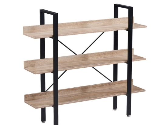 Βιβλιοθήκη Horizon 28-0219 Με 3 Ράφια 120x28xH106cm Sonoma - Black Μελαμίνη,Μέταλλο