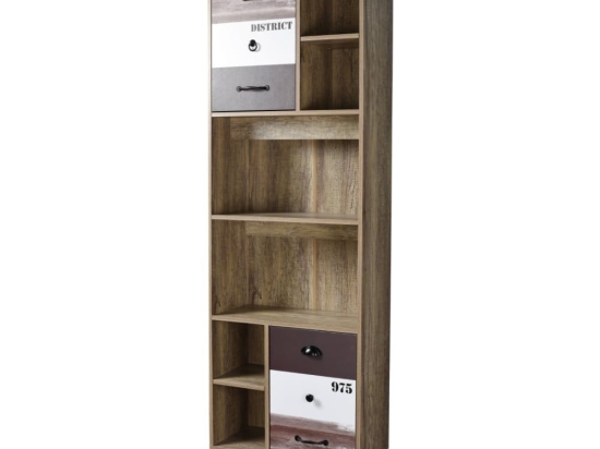 Βιβλιοθήκη Number 28-0236 60x29,6xH180cm Sonoma - White Μοριοσανίδα, Μέταλλο