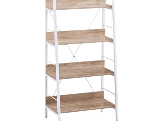 Βιβλιοθήκη One Step Up 28-0221 Με 4 Ράφια 60x35xH117cm Sonoma - White Μελαμίνη,Μέταλλο