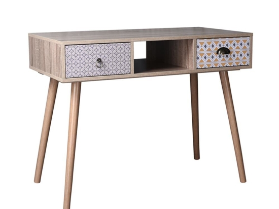 Γραφείο Κονσόλα Mustard Με 2 Συρτάρια 100x50xH78cm Sonoma Με Pattern Μοριοσανίδα, Μελαμίνη