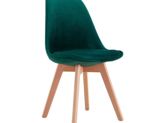 Καρέκλα Thelma 03-0843 (Σετ 4τμχ) 48x55xH83cm Green Βελούδο, Ξύλο