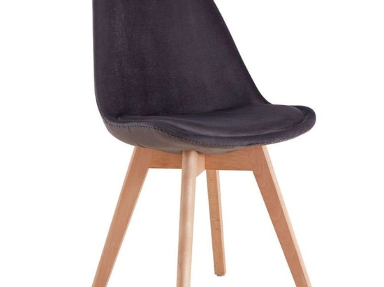 Καρέκλα Thelma 03-0842 48x55x83cm Grey Βελούδο, Ξύλο