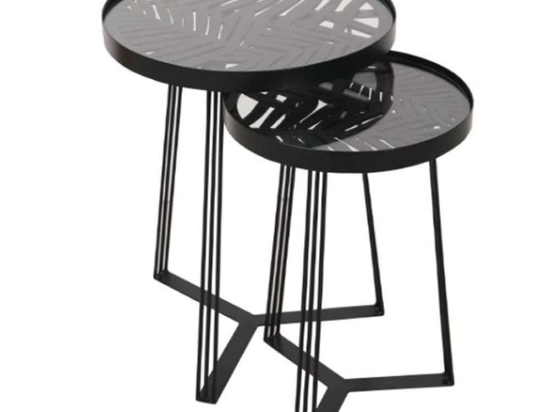 Τραπέζι Ζιγκόν Jungle (Σετ 2Τμχ) 04-0664 Φ40-32x50-45cm Black
