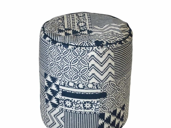 Πουφ Island 16-0507 Φ40x45cm Blue White