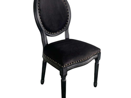Καρέκλα Louis 03-0917 49x49x99cm Black Βελούδο, Ξύλο