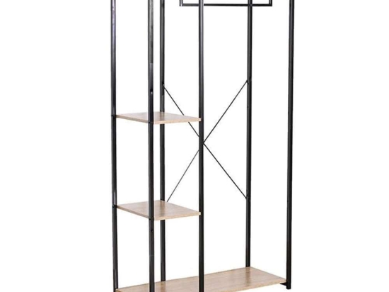 Ντουλάπα Mode 18-0013 90x40x167cm Sonoma-Black Δίφυλλη Μοριοσανίδα, Μέταλλο