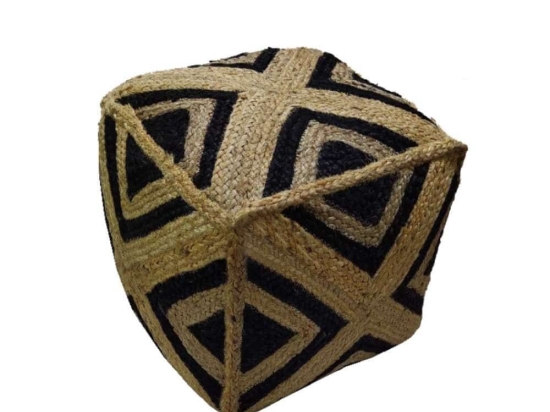 Πουφ Jutta 16-0559 40x40x40cm Natural-Black Jute