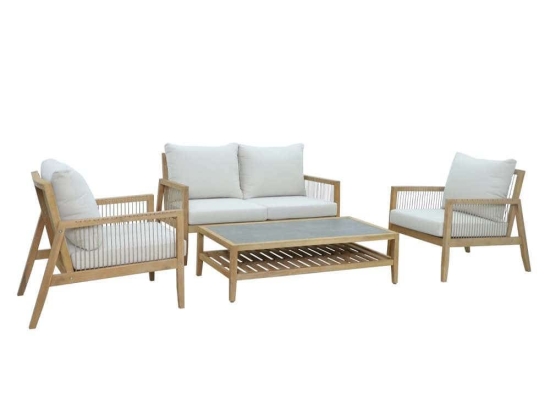 Σαλόνι Japonism 22-0094 (Σετ 4Τμχ) 138/68/68,5x88,2/128,6x80/36,8cm Beige 4 Θέσεων