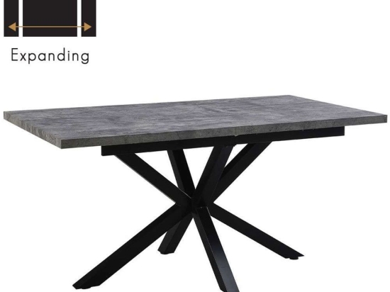 Τραπέζι Επεκτεινόμενο Stone 02-0585 160/200x90x75cm Cement-Black Μελαμίνη,Μέταλλο