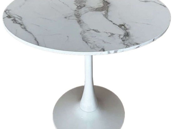 Τραπέζι Soltero 02-0519 Φ80x75cm Marble Effect White Mdf,Μέταλλο