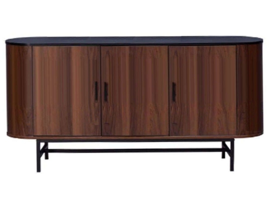 Μπουφές Oval 05-0665 150x45x74cm Walnut-Black Αλουμίνιο,Μελαμίνη