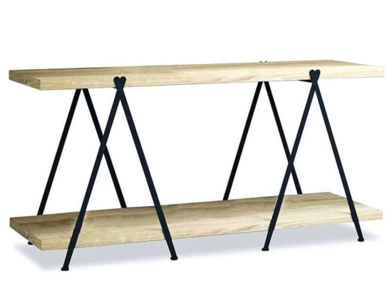 Κονσόλα Alpha 05-0198 154x51x76cm Natural-Black Μέταλλο,Ξύλο