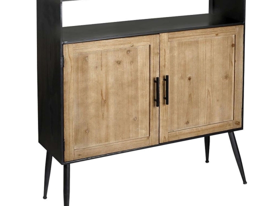 Μπουφές FOP209 Sonoma-Black 100x30x111cm Espiel Μέταλλο,Ξύλο