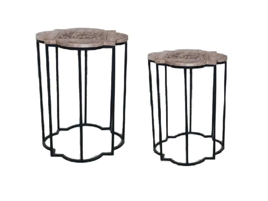 Τραπεζάκια Βοηθητικά Σετ 2Τμχ SAZ101 Brown-Black 39,5x39,5x51,5cm-33x33x43,5cm Espiel