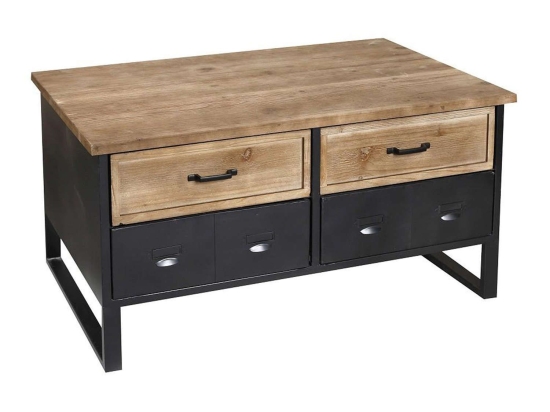 Τραπέζι Σαλονιού Με 4 Συρτάρια FOP201 Sonoma-Black 103x63x53cm Espiel Μέταλλο,Ξύλο