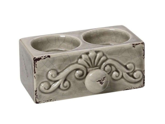 Βάση Ρεσώ Με Σκάλισμα 2 Θέσεων HEG117K6 Μπεζ 5x12,5x8cm Espiel Κεραμικό