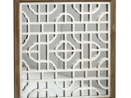Καθρέφτης ABO205 Καφέ-Λευκό 64x64x2,5cm Espiel Ξύλο