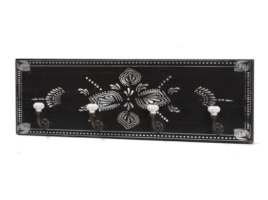 Κρεμάστρα 4 Θέσεων MAS108 Μαύρη-Λευκό 16,5x53x5cm Espiel Ξύλο