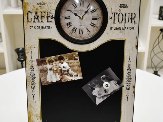 Ρολόι Τοίχου Μαυροπίνακας Café Tour LOG242 Λευκό-Μαύρο 60x43cm Espiel Mdf